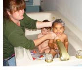 kids taking a bath