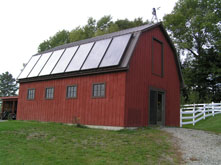 Barn with solar panels on the roof
