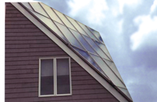 Solar panels on corner of a roof