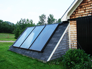 Solar panels on a shed roof