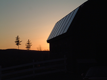 Solar panels relaxing after a hard day's work at Sunset