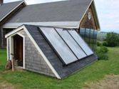 on a wood shed