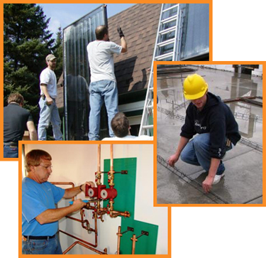 men installing solar system components